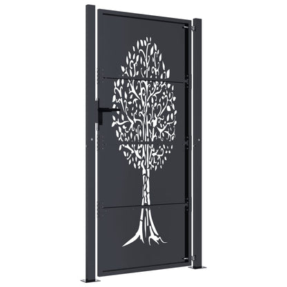 Poort 105x205 cm met boomontwerp staal antracietkleurig
