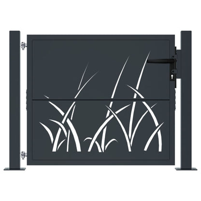 Poort met grasontwerp 105x80 cm staal antracietkleurig