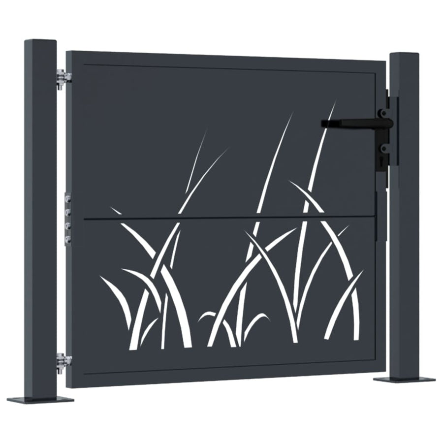 Poort 105X105 Cm Met Grasontwerp Staal Antracietkleurig 105 x 105 cm