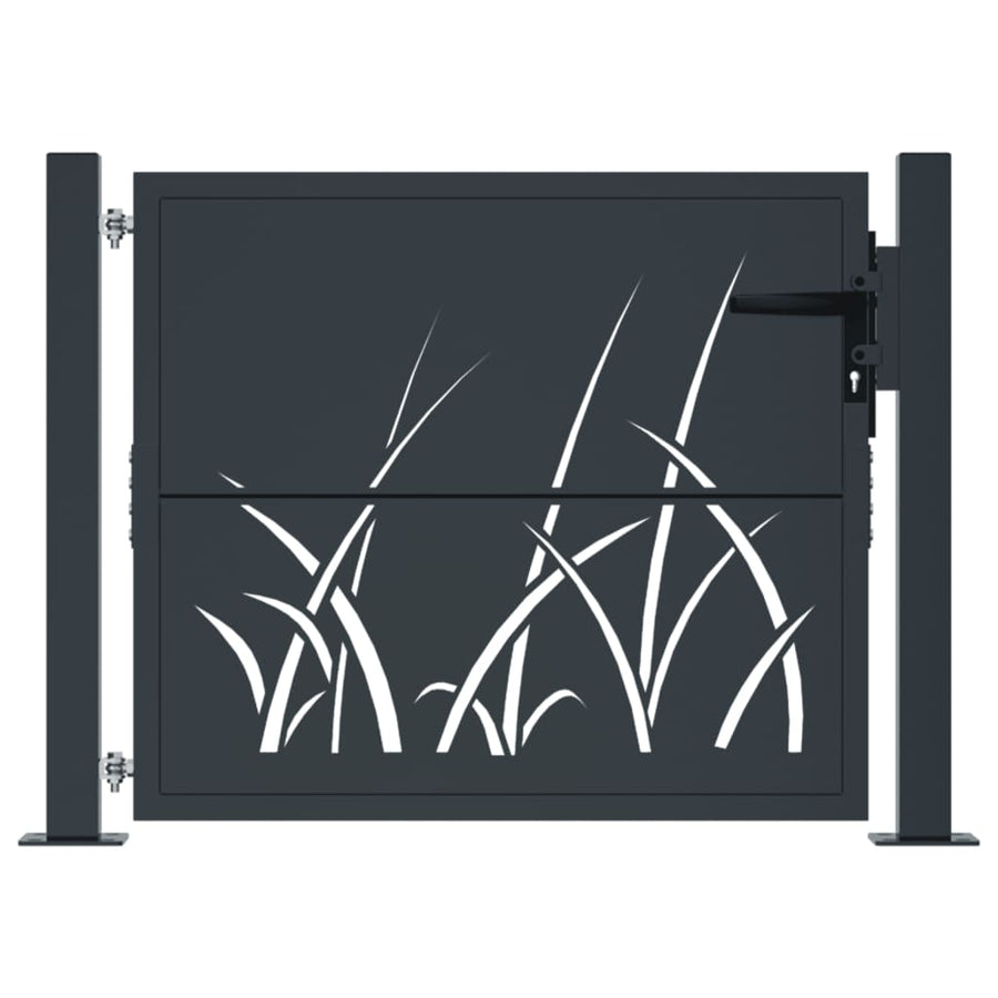 Poort 105X105 Cm Met Grasontwerp Staal Antracietkleurig 105 x 105 cm