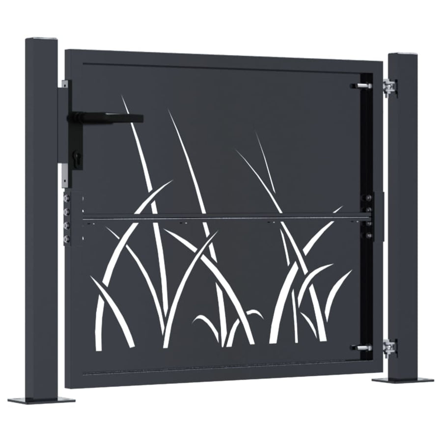 Poort 105X105 Cm Met Grasontwerp Staal Antracietkleurig 105 x 105 cm