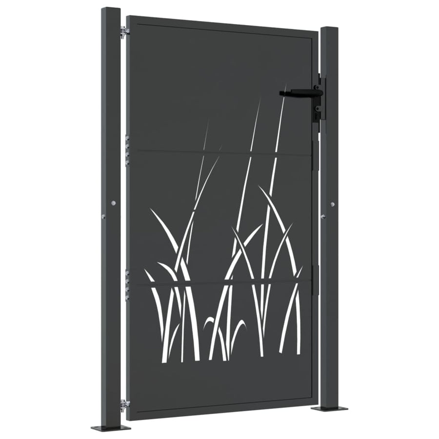Poort 105X130 Cm Met Grasontwerp Staal Antracietkleurig 105 x 130 cm