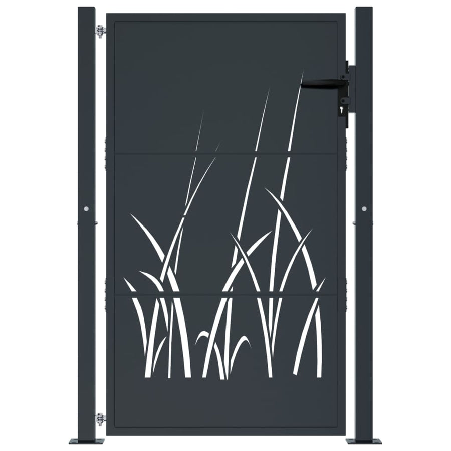Poort 105X130 Cm Met Grasontwerp Staal Antracietkleurig 105 x 130 cm