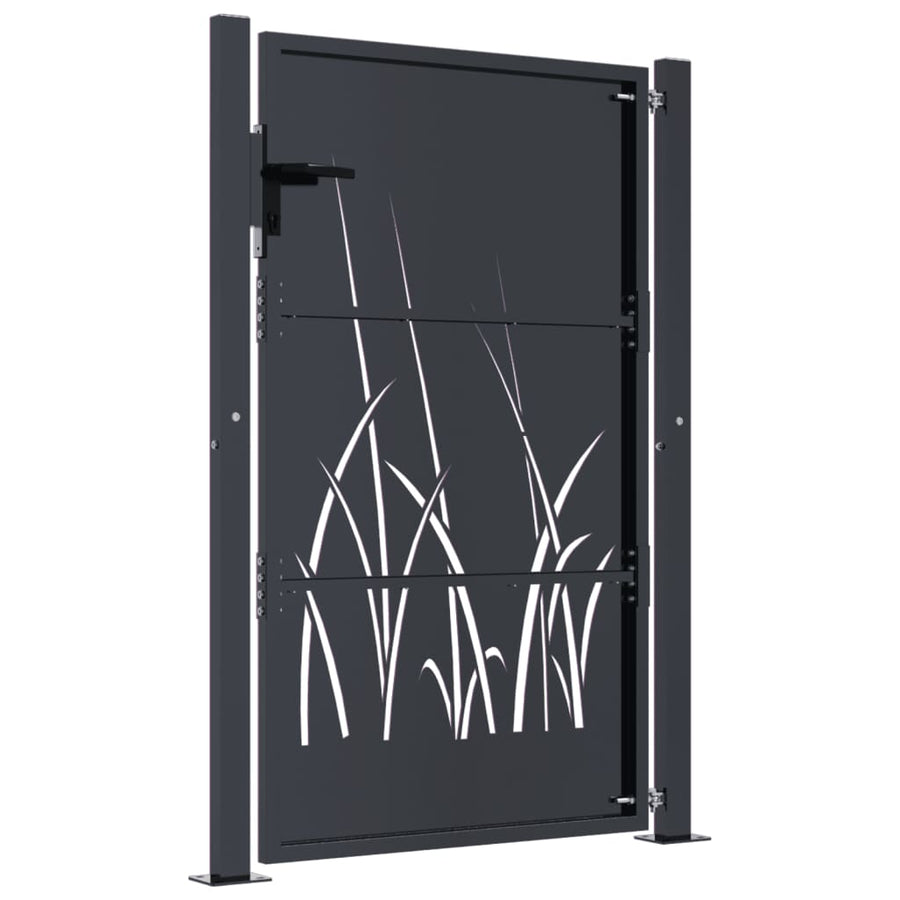 Poort 105X130 Cm Met Grasontwerp Staal Antracietkleurig 105 x 130 cm