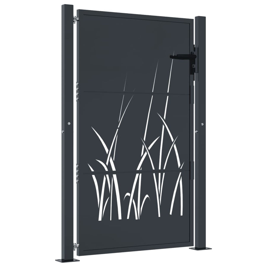 Poort 105X155 Cm Met Grasontwerp Staal Antracietkleurig 105 x 155 cm