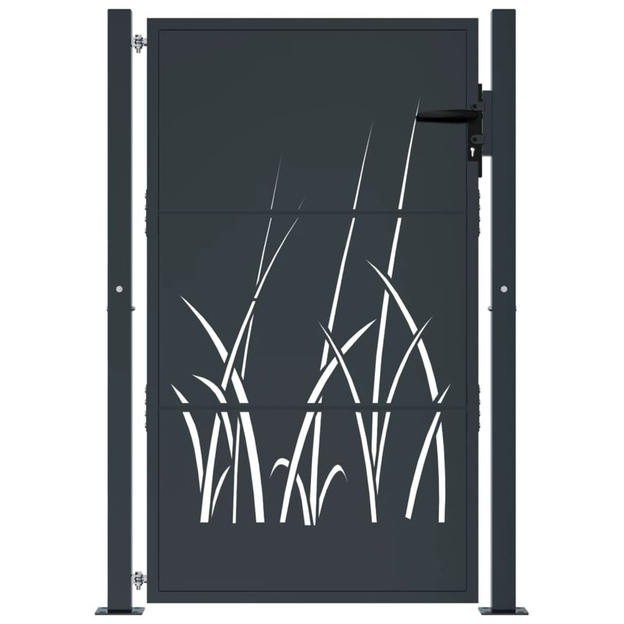 Poort 105X155 Cm Met Grasontwerp Staal Antracietkleurig 105 x 155 cm