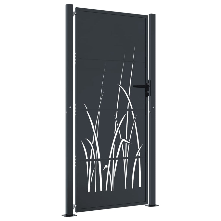Poort 105X180 Cm Met Grasontwerp Staal Antracietkleurig 105 x 180 cm