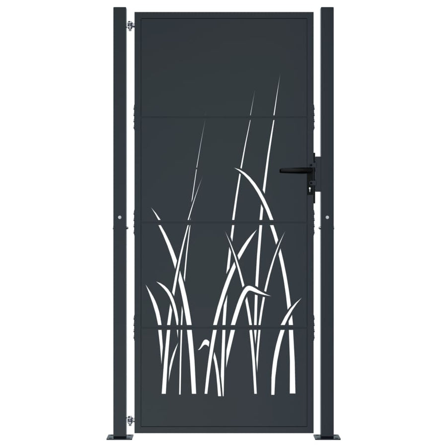 Poort 105X180 Cm Met Grasontwerp Staal Antracietkleurig 105 x 180 cm