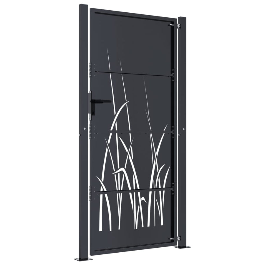 Poort 105X180 Cm Met Grasontwerp Staal Antracietkleurig 105 x 180 cm