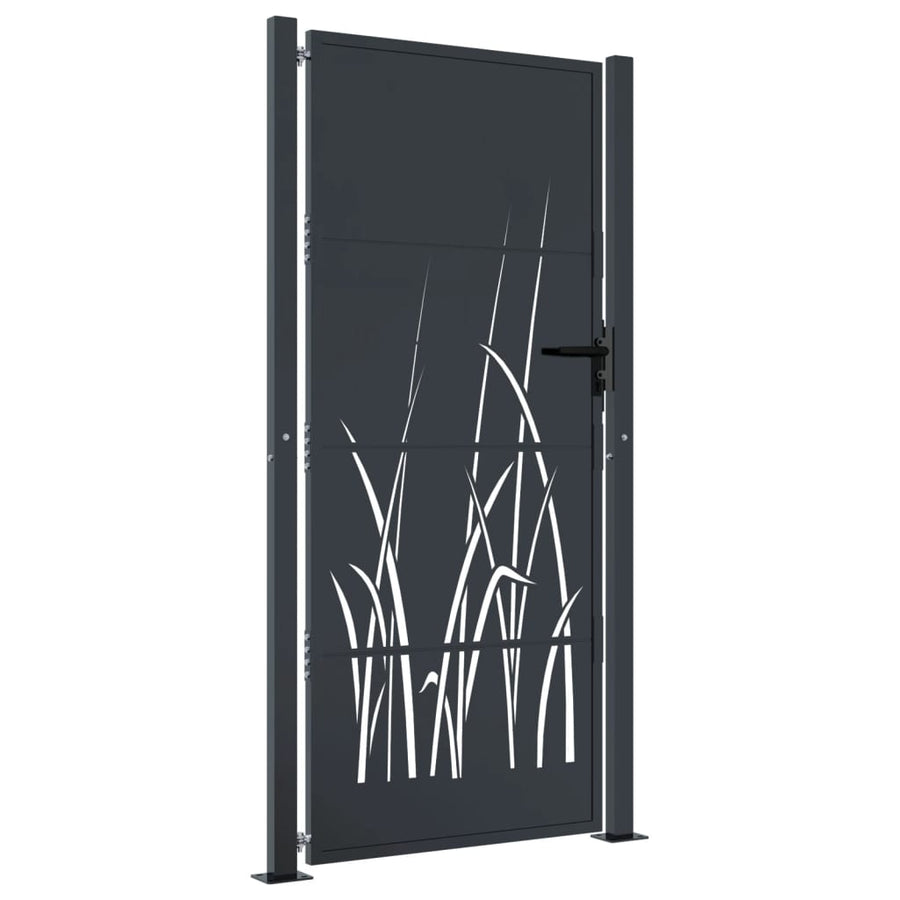 Poort 105X205 Cm Met Grasontwerp Staal Antracietkleurig 105 x 205 cm