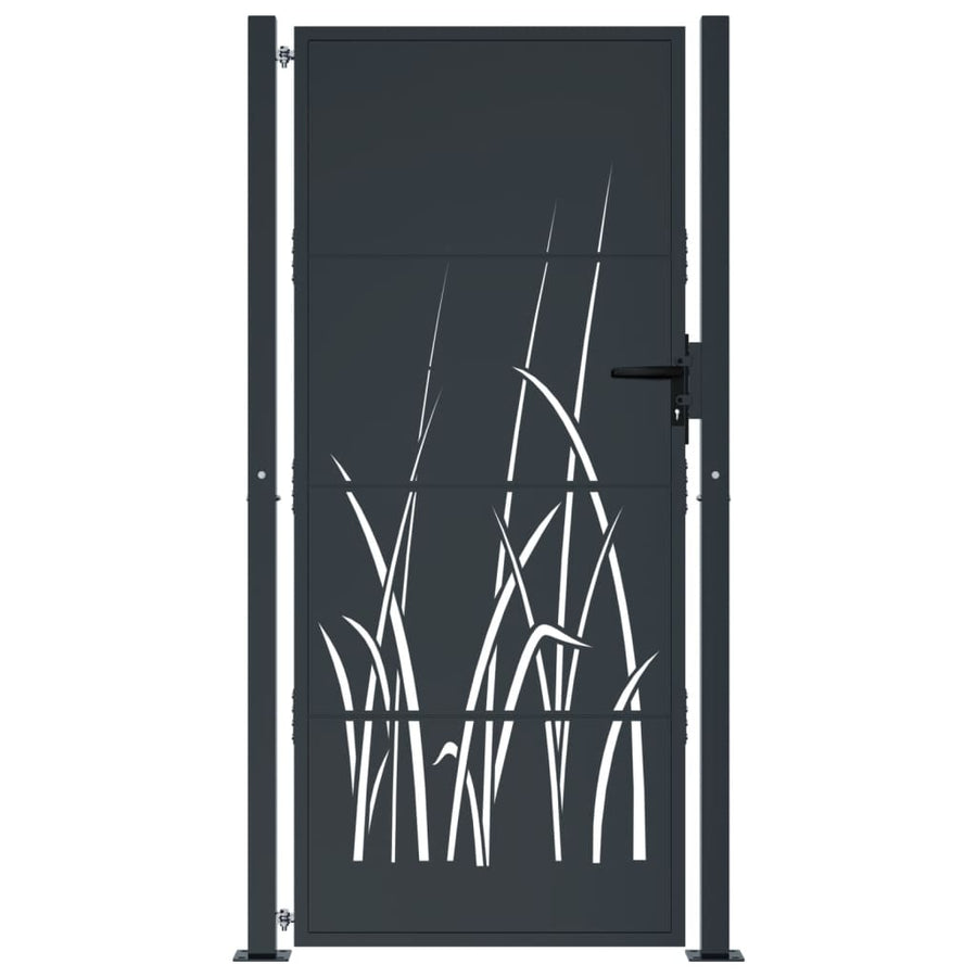 Poort 105X205 Cm Met Grasontwerp Staal Antracietkleurig 105 x 205 cm