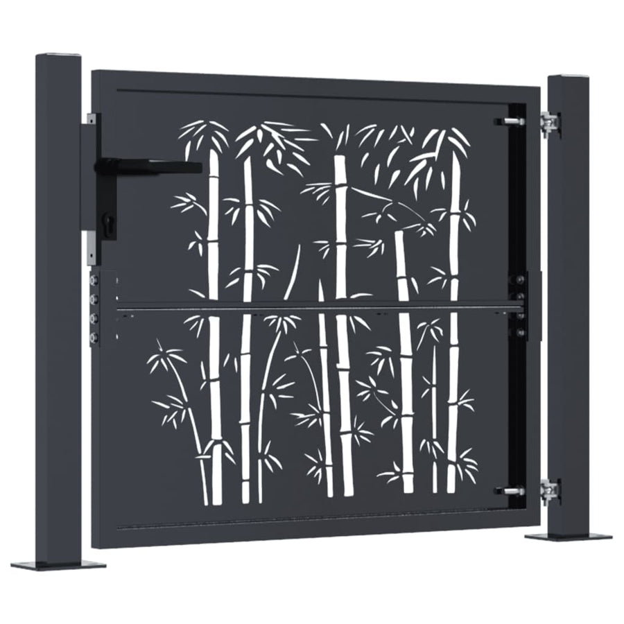 Poort met bamboe-ontwerp 105x80 cm staal antracietkleurig