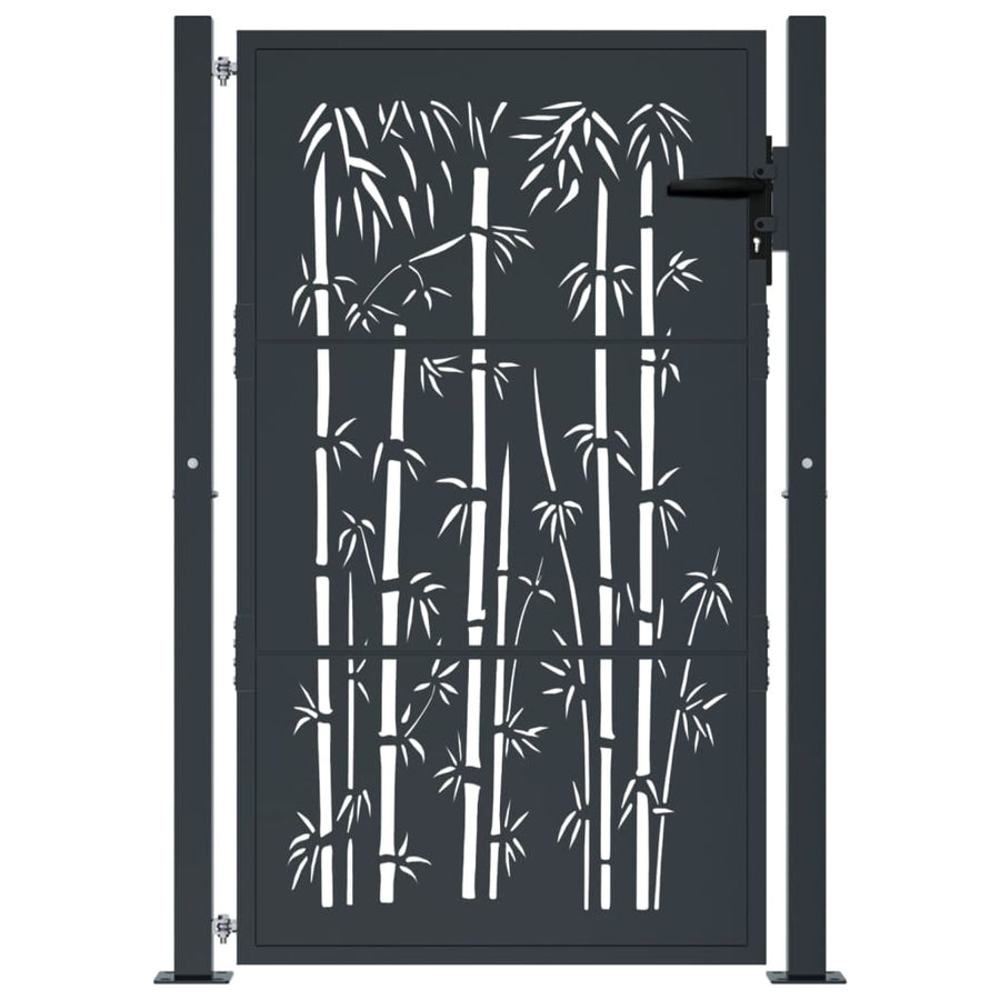 Poort Met Bamboe-Ontwerp 105X155 Cm Staal Antracietkleurig 105 x 155 cm