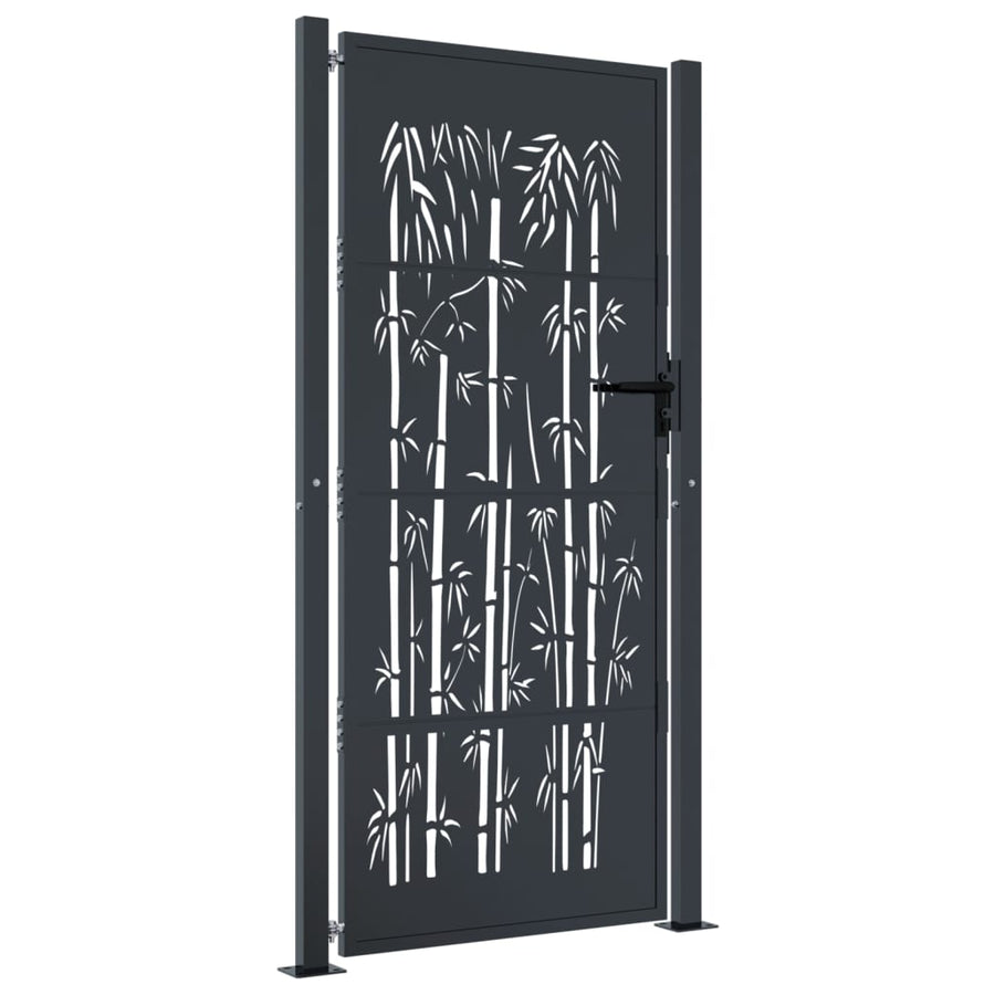 Poort Met Bamboe-Ontwerp 105X180 Cm Staal Antracietkleurig