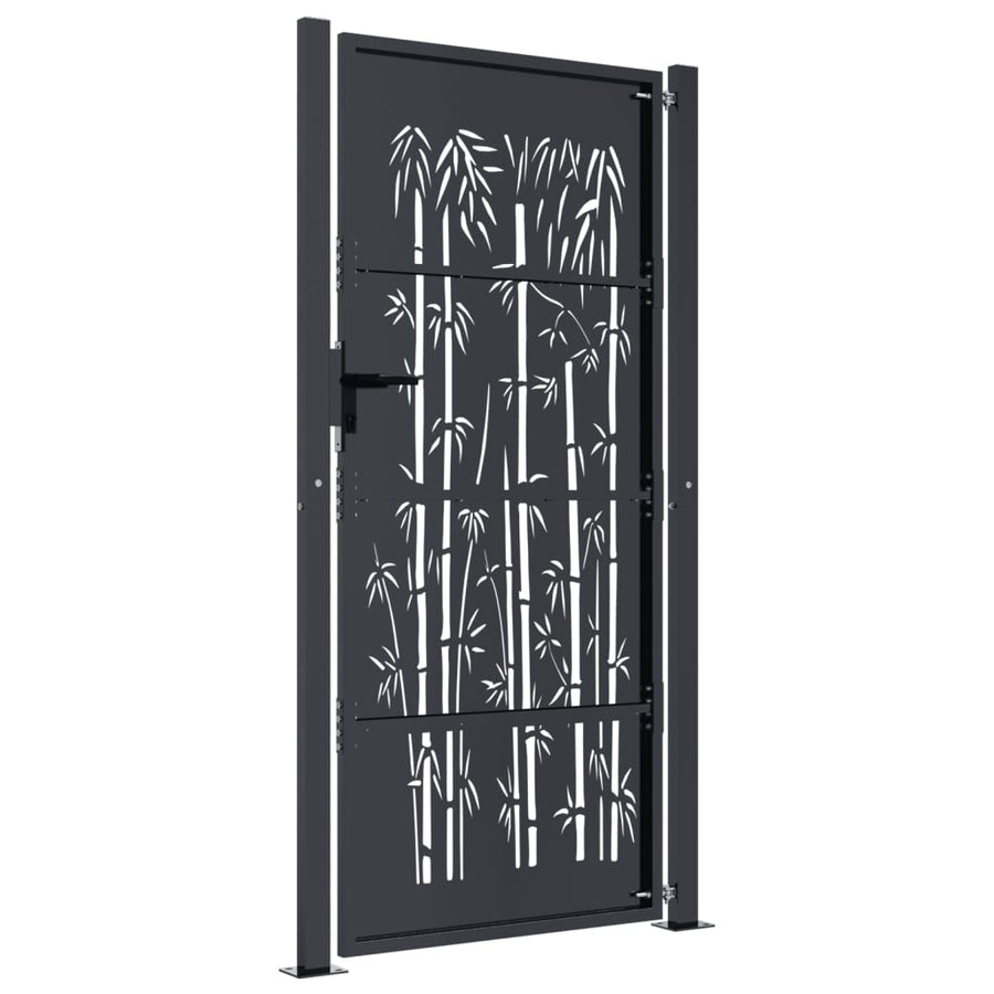 Poort Met Bamboe-Ontwerp 105X205 Cm Staal Antracietkleurig 105 x 205 cm