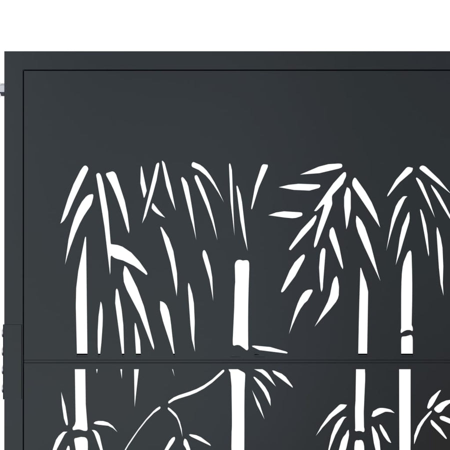 Poort Met Bamboe-Ontwerp 105X205 Cm Staal Antracietkleurig 105 x 205 cm
