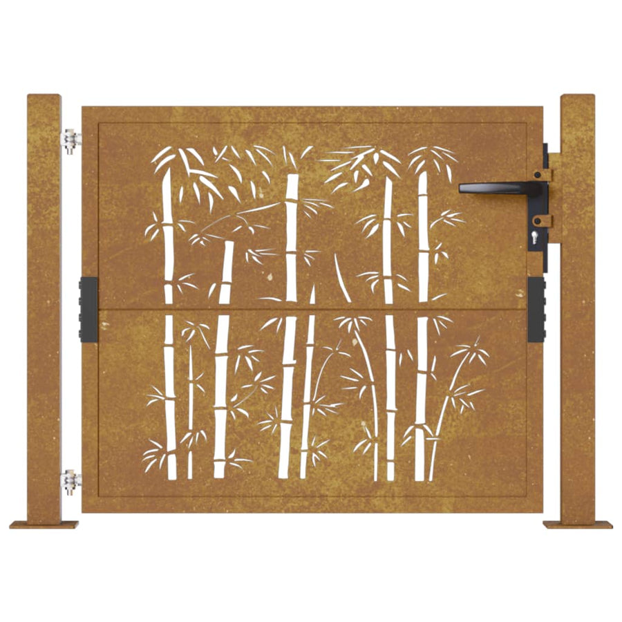 Poort Met Bamboe-Ontwerp Cortenstaal 105 x 80 cm