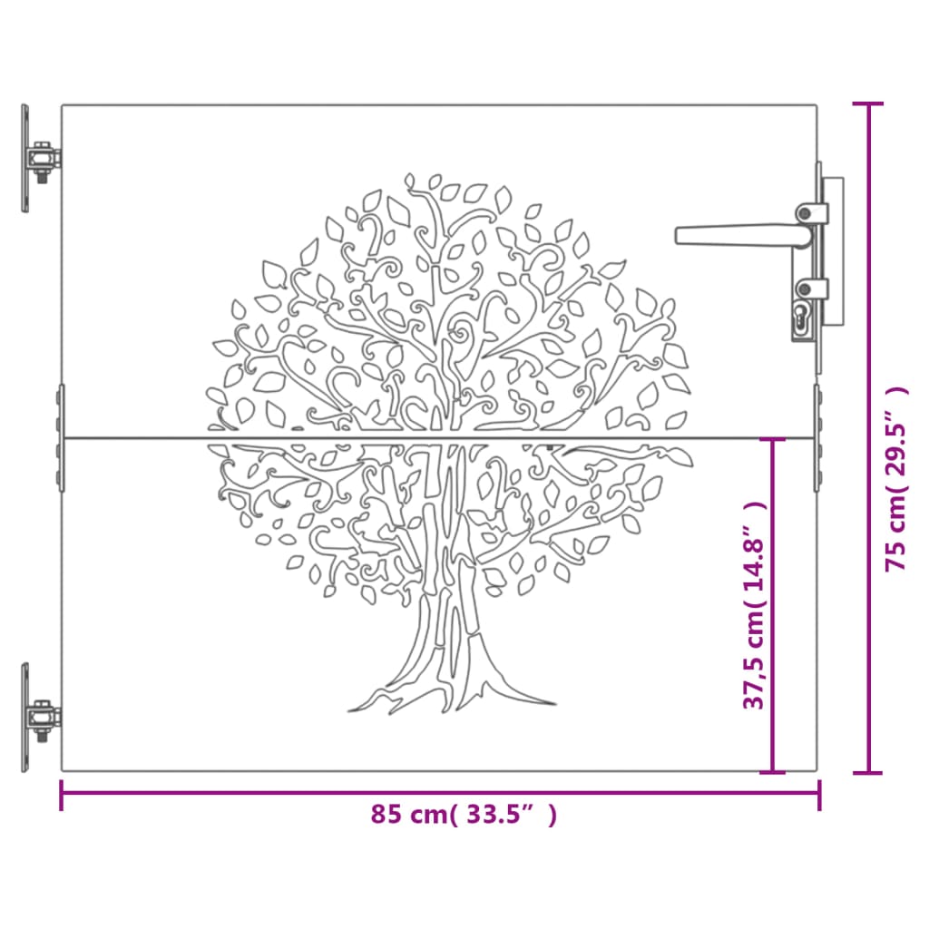 Poort 85X75 Cm Boomontwerp Cortenstaal 85 x 75 cm