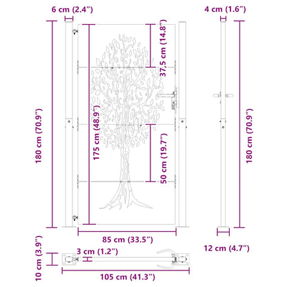 Poort Boomontwerp Cortenstaal 105 x 180 cm