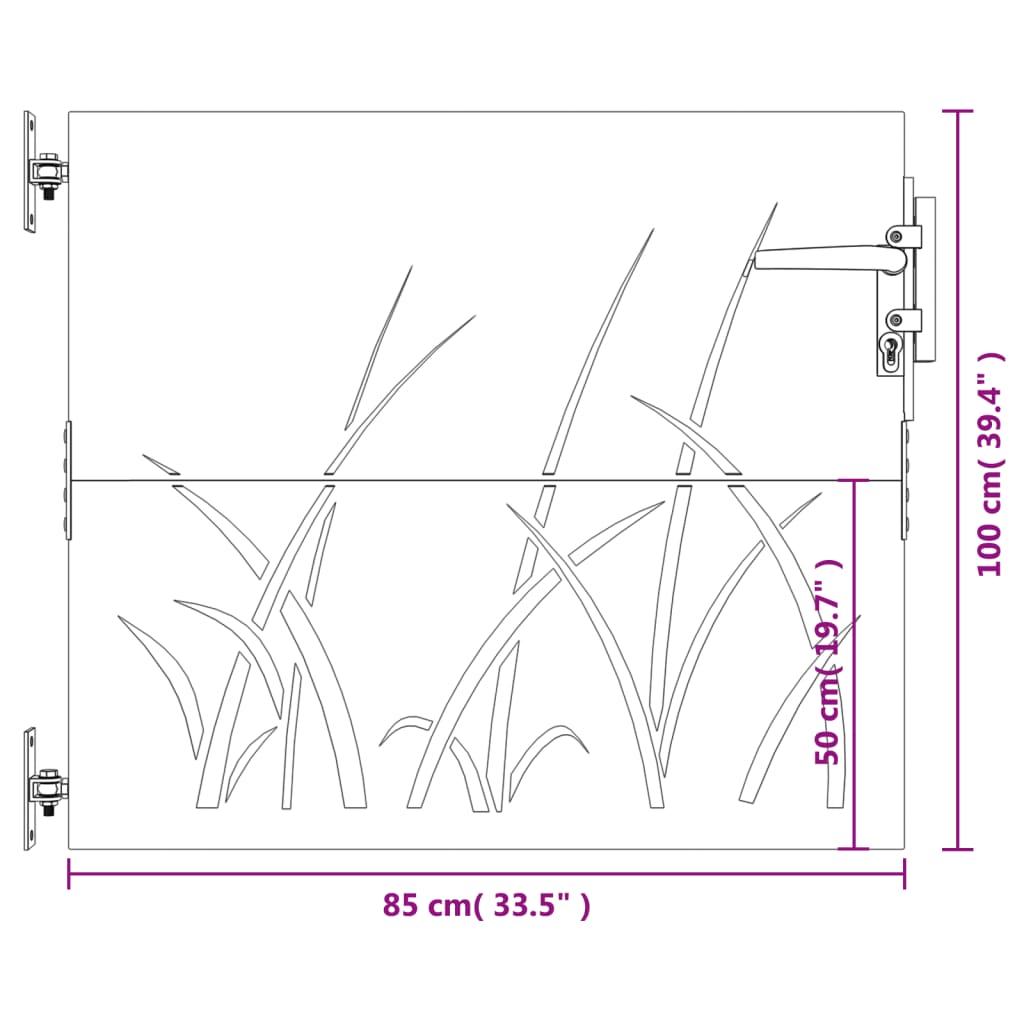 Poort Grasontwerp Cortenstaal 85 x 100 cm