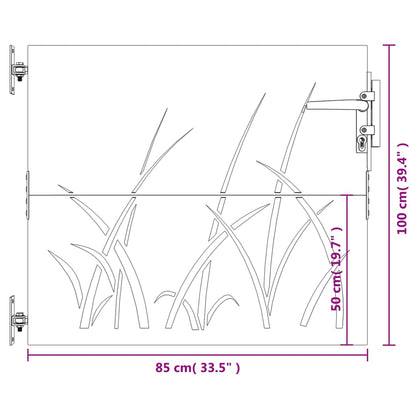 Poort Grasontwerp Cortenstaal 85 x 100 cm