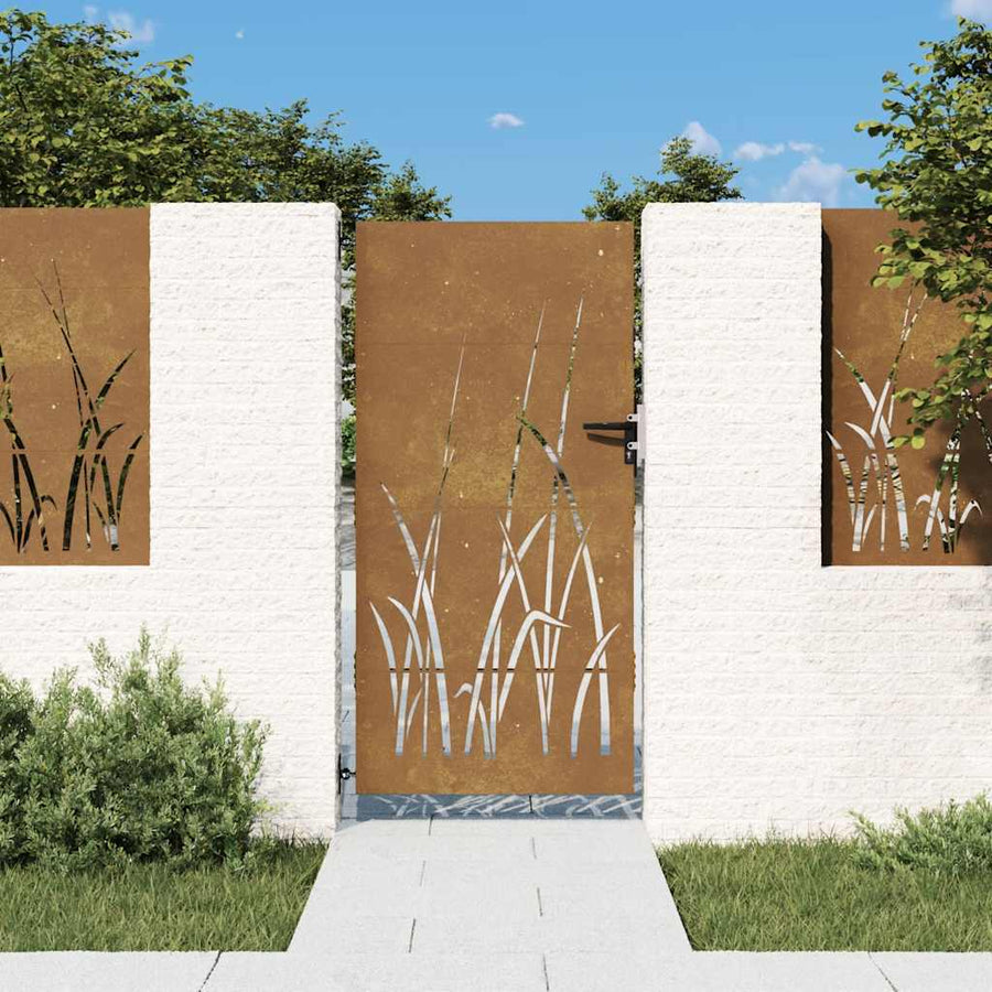 Poort Grasontwerp Cortenstaal 85 x 175 cm weathering steel/rusty
