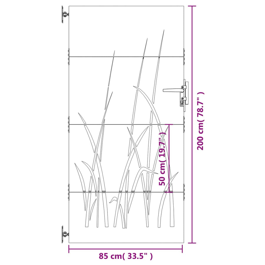 Poort 85X200 Cm Grasontwerp Cortenstaal