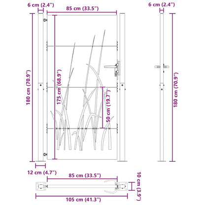 Poort Grasontwerp Cortenstaal 105 x 180 cm