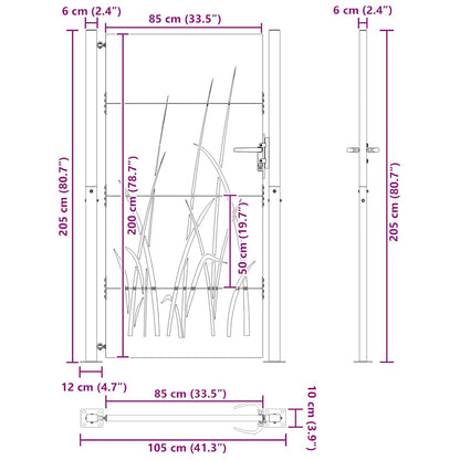 Poort Grasontwerp Cortenstaal 105 x 205 cm