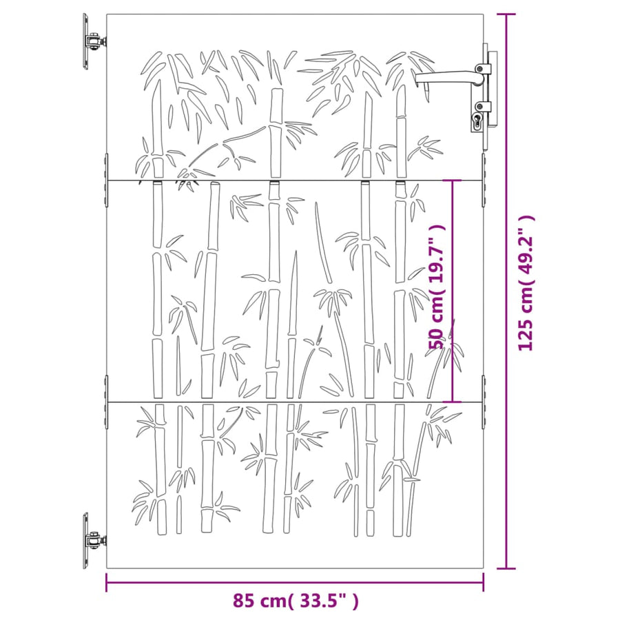 Poort 85x125 cm bamboe-ontwerp cortenstaal 85 x 125 cm