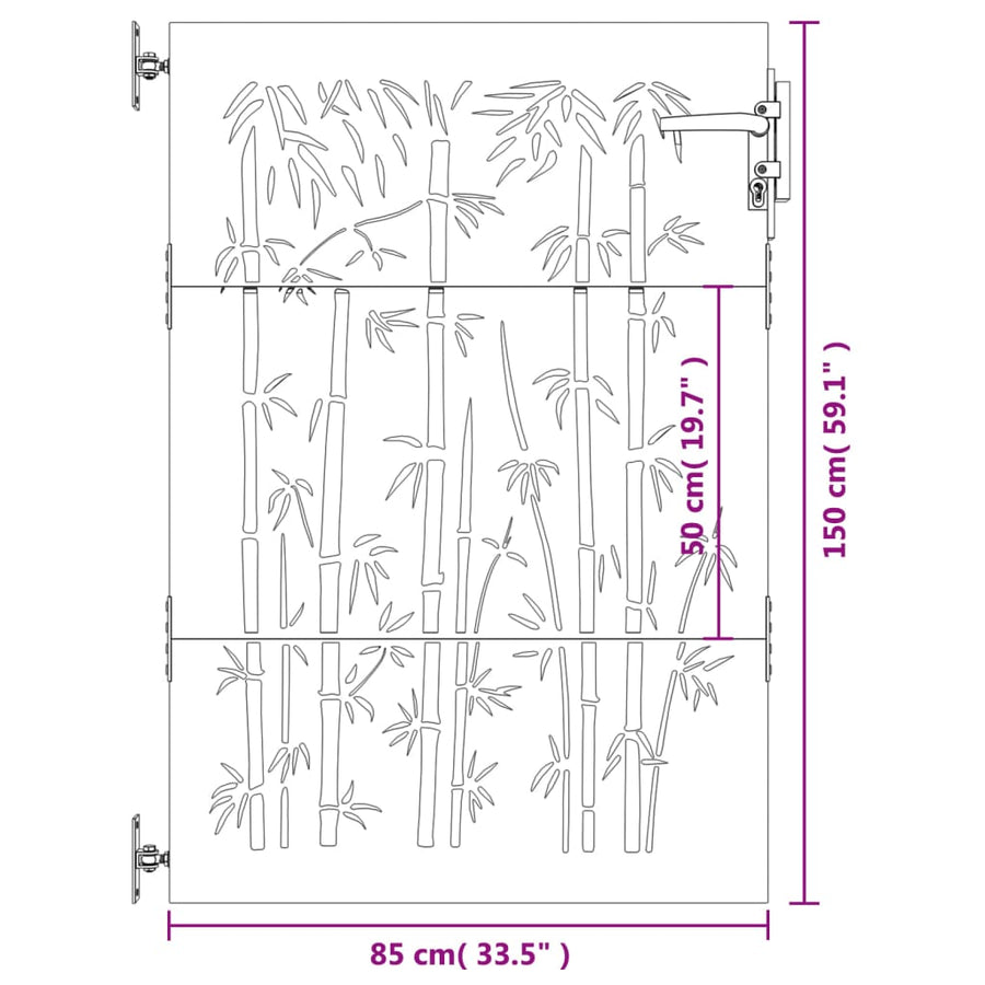 Poort 85X150 Cm Bamboe-Ontwerp Cortenstaal