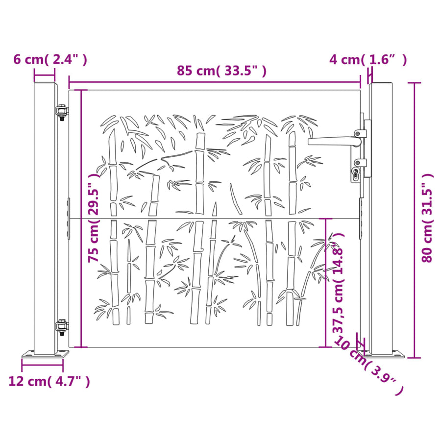 Poort 105X80 Cm Bamboe-Ontwerp Cortenstaal 105 x 80 cm
