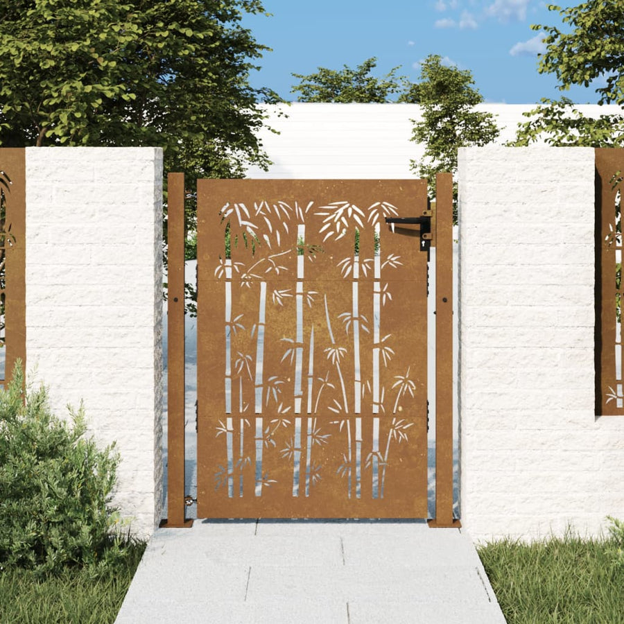 Poort 105X205 Cm Bamboe-Ontwerp Cortenstaal