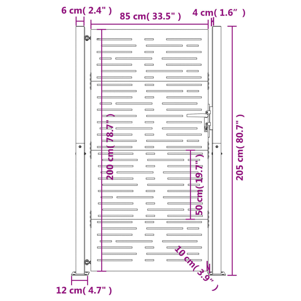 Poort Vierkant Cortenstaal 105 x 205 cm