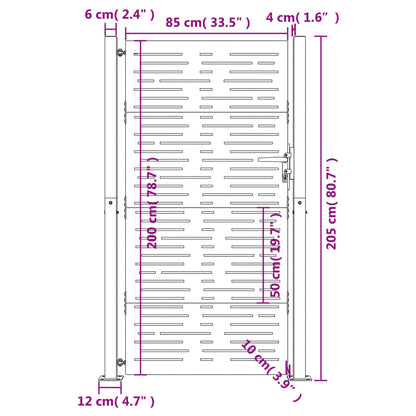 Poort Vierkant Cortenstaal 105 x 205 cm