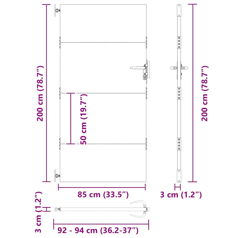 Poort Cortenstaal 85 x 200 cm