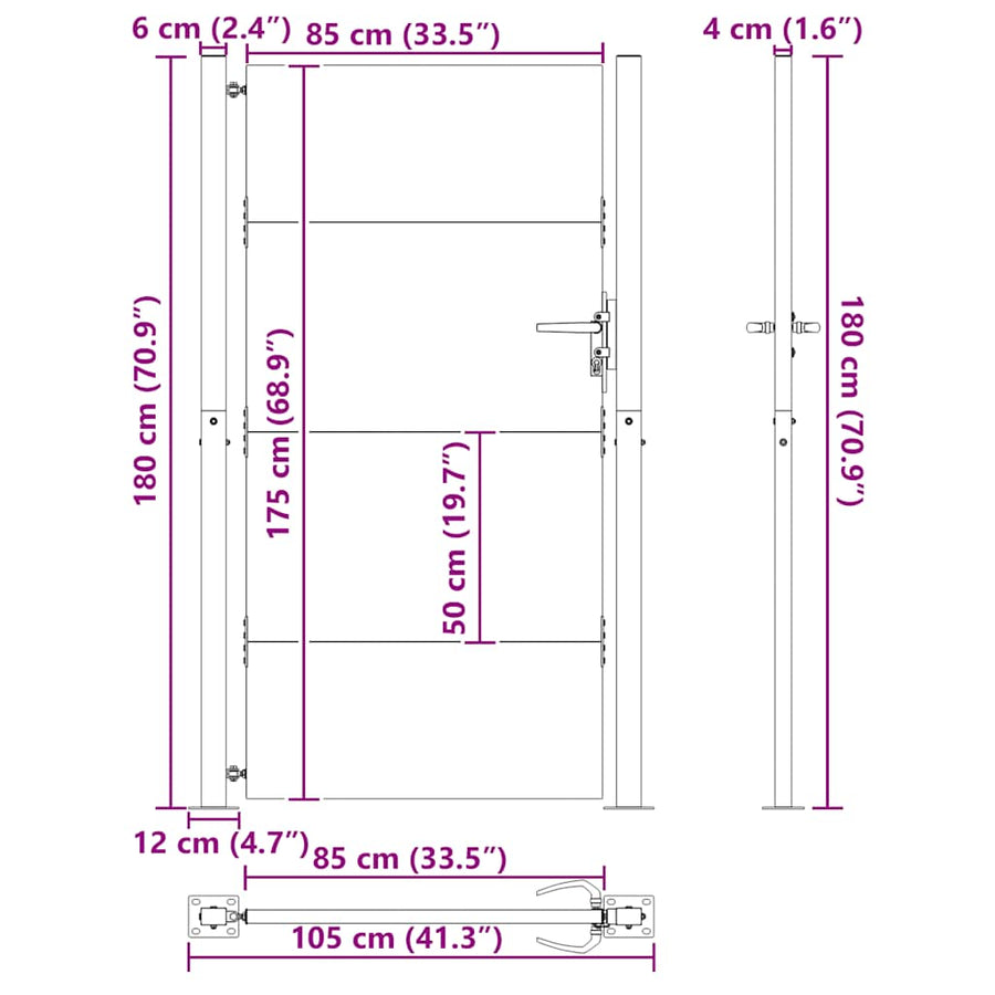 Poort Cortenstaal 105 x 180 cm