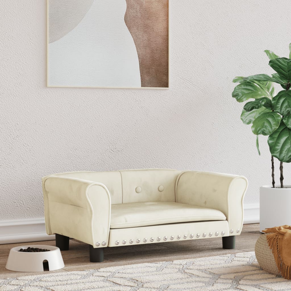 Hondenmand Fluweel Kleurig 70 x 45 x 30 cm crème