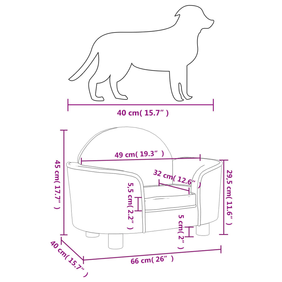 Hondenmand 66x40x45 cm fluweel bruin Bruin