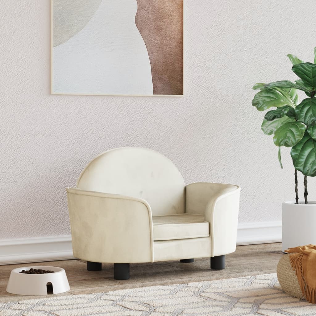 Hondenmand 66x40x45 cm fluweel crèmekleurig crème