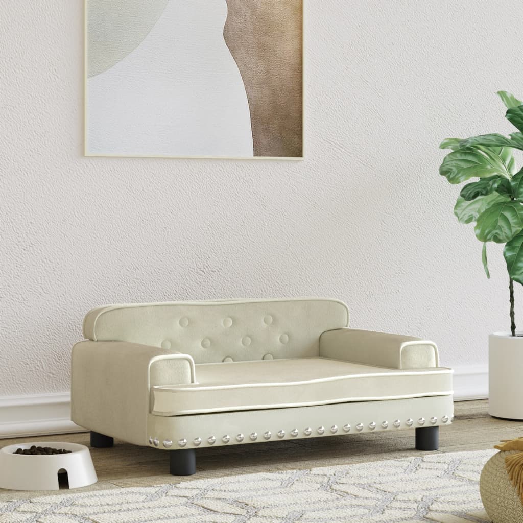 Hondenmand Fluweel Kleurig 70 x 45 x 30 cm crème