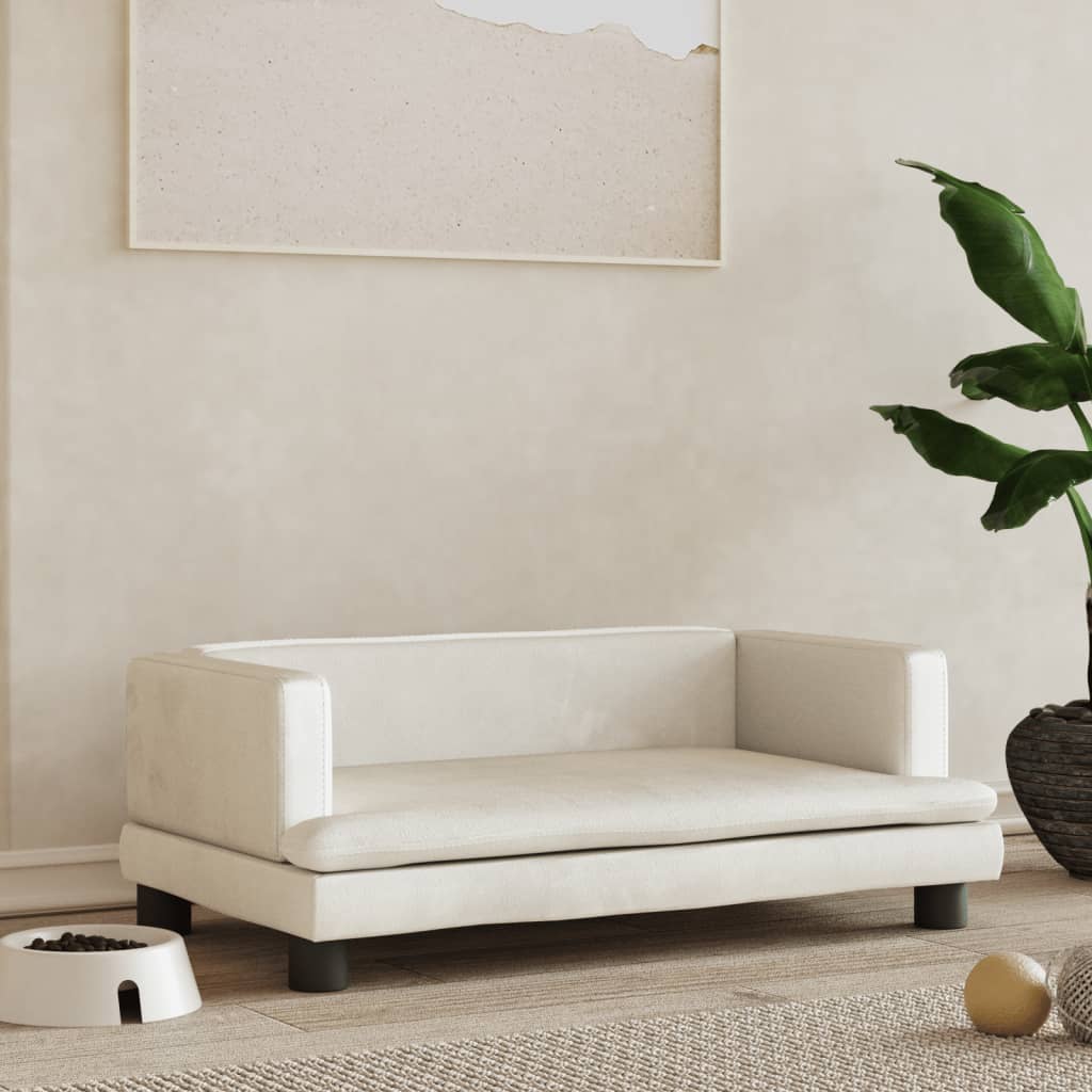 Hondenmand Fluweel Kleurig 80 x 45 x 30 cm crème