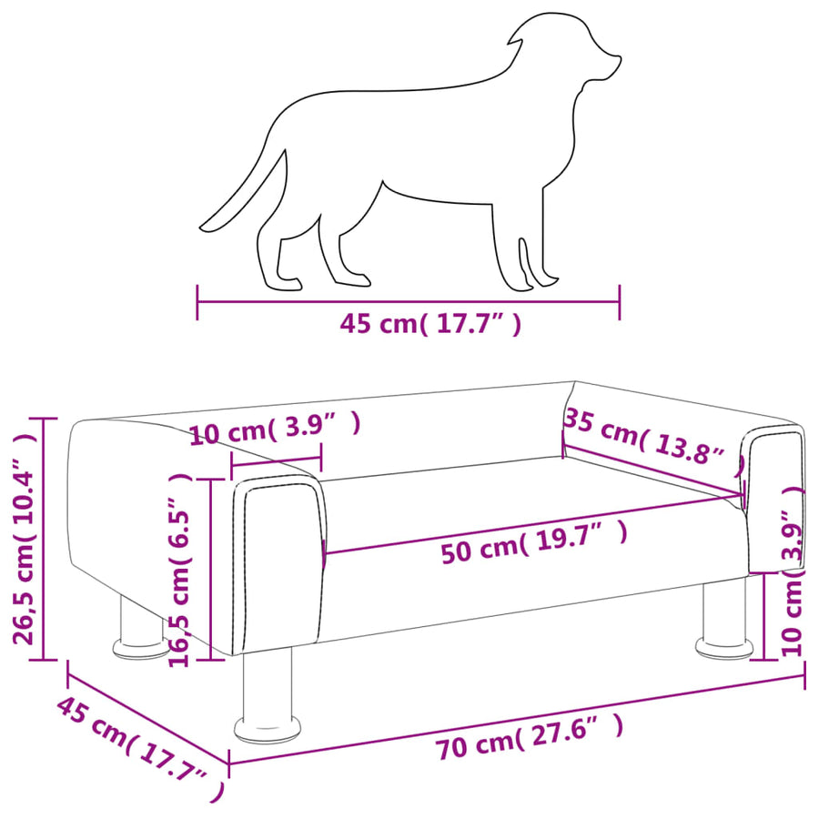 Hondenmand 70x45x26,5 cm fluweel zwart 70 x 45 x 26.5 cm Zwart