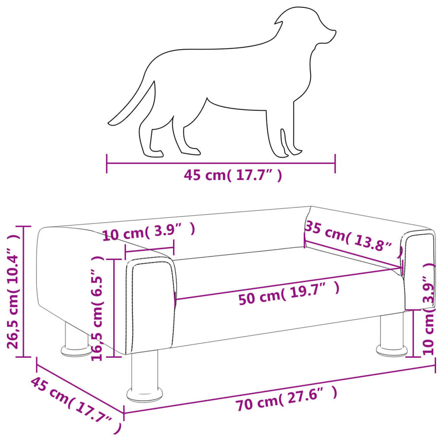Hondenmand 70x45x26,5 cm fluweel crèmekleurig 70 x 45 x 26.5 cm crème