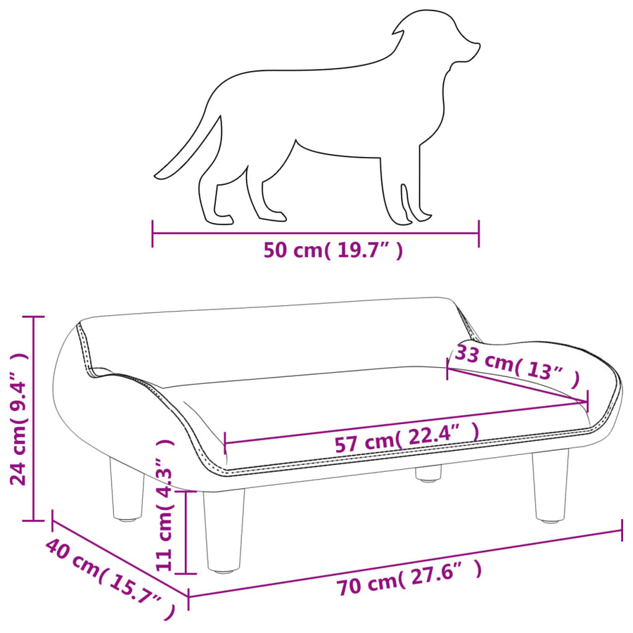 Hondenmand 70X40X24 Cm Stof Donkergrijs
