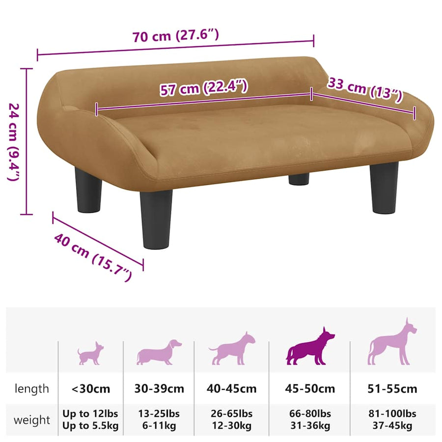 Hondenmand 70X40X24 Cm Bruin Fluweel