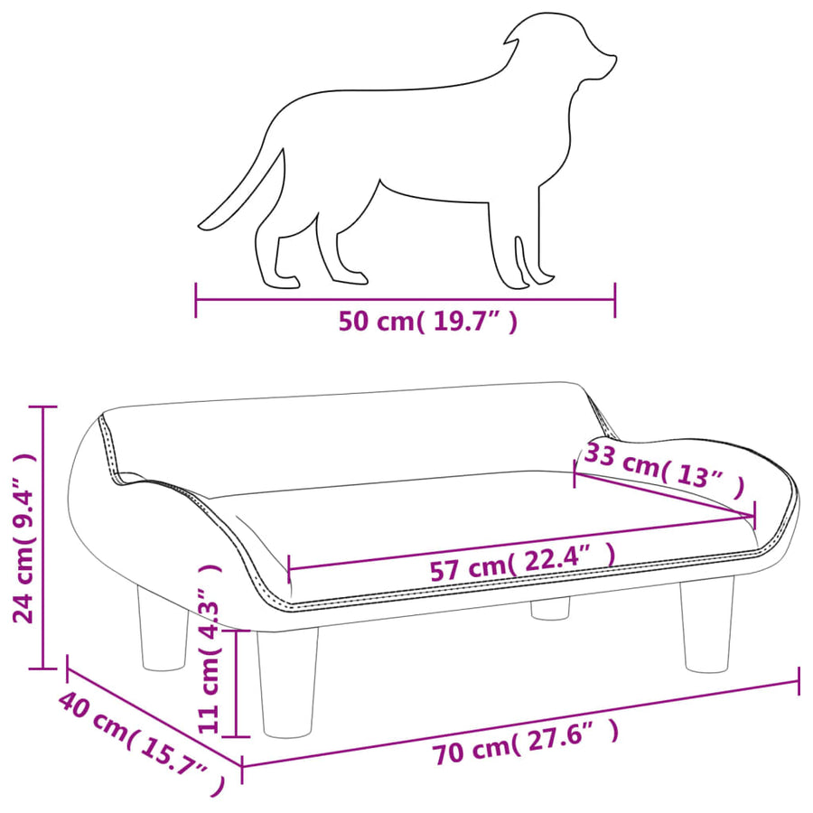 Hondenmand 70x40x24 cm fluweel crèmekleurig crème