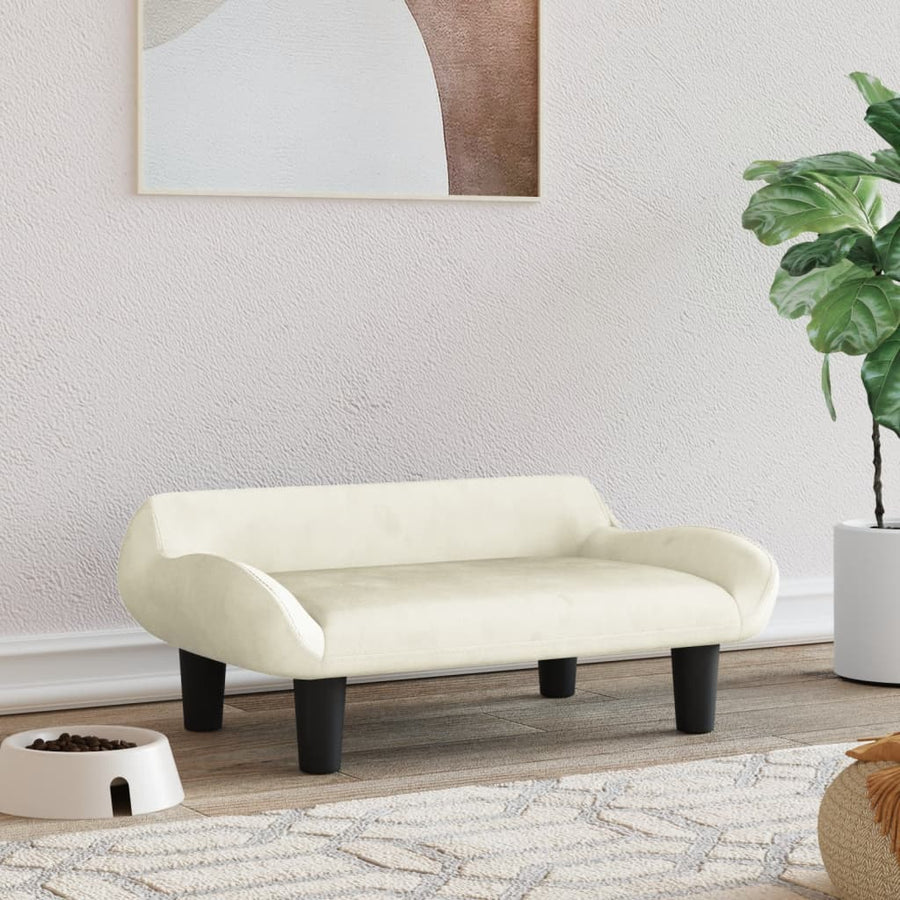 Hondenmand 70x40x24 cm fluweel crèmekleurig crème
