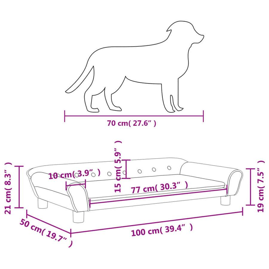 Hondenmand 100x50x21 cm fluweel roze 100 x 50 x 21 cm Roze