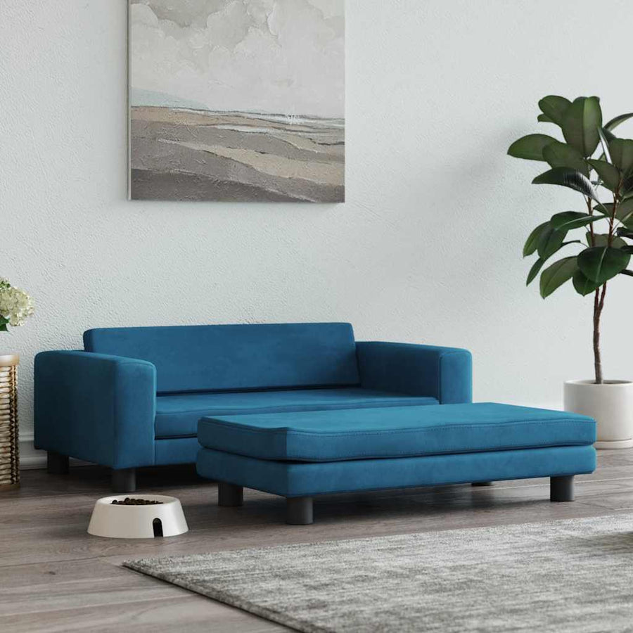 Hondenmand Met Verlengstuk 100X50X30 Cm Blauw Fluweel